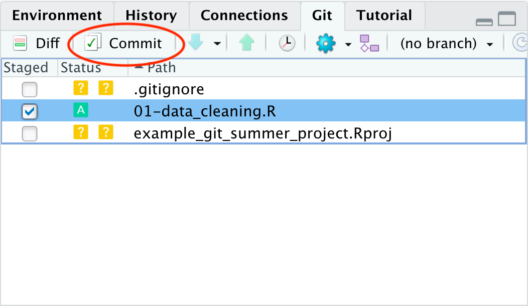 git pane with data cleaning script added to the stage