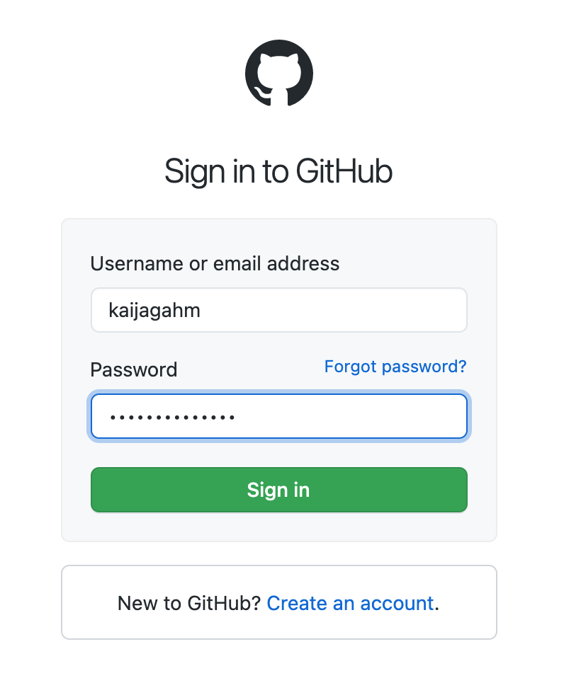 Signing in to your GitHub account