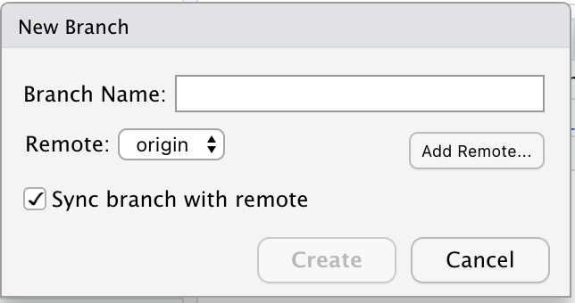 Back to the 'New Branch' dialog, with an option to sync