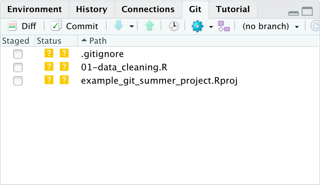 Git pane with new data cleaning script