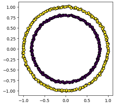 Spectral clustering on the concentric circles